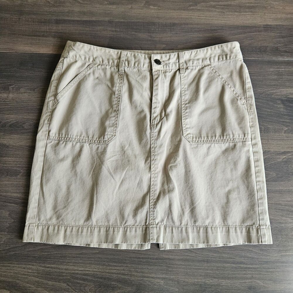 Merona Khaki Cotton Flat Front Casual Skirt Size 14